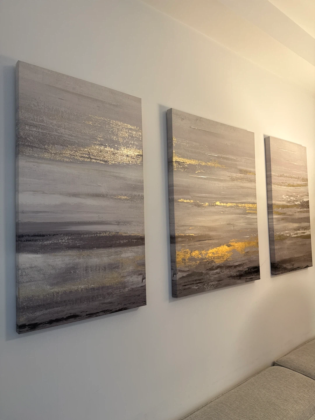 Abstract Gray Black White Gold Modern Contemporary Wall Art - photo 3