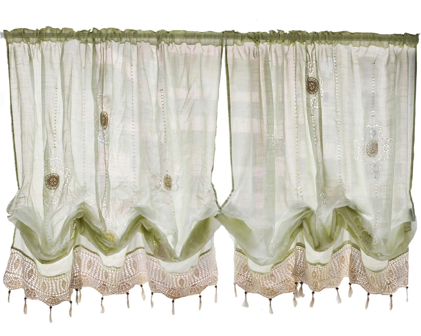 Decorative Curtains with Tassels (2x)