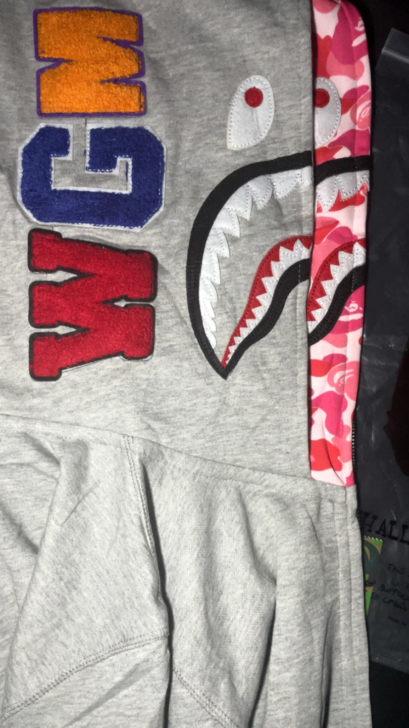 A Bathing Ape Full Zip Hoodie Grey Camo Shark Face MCM Design - photo 3