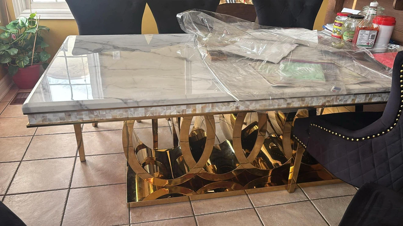Marble top dining table with 6 chairs - photo 2