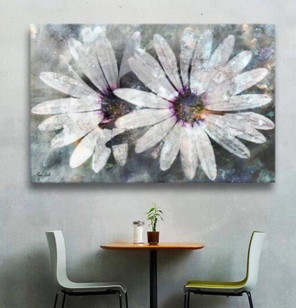 Canvas Wall Art with Daisies