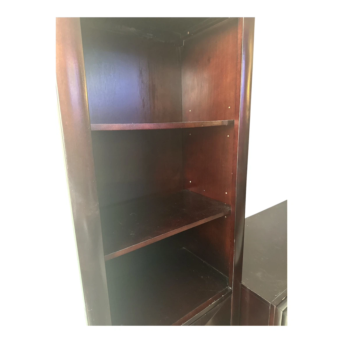 2 Dark Wood Bookcases with Drawers - photo 4