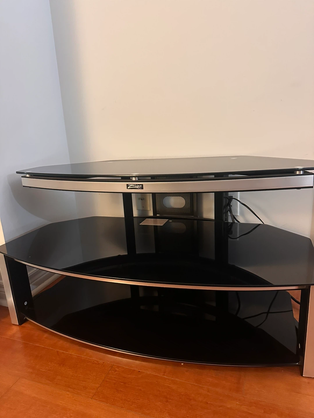 Z-Line Black Glass Corner TV Stand