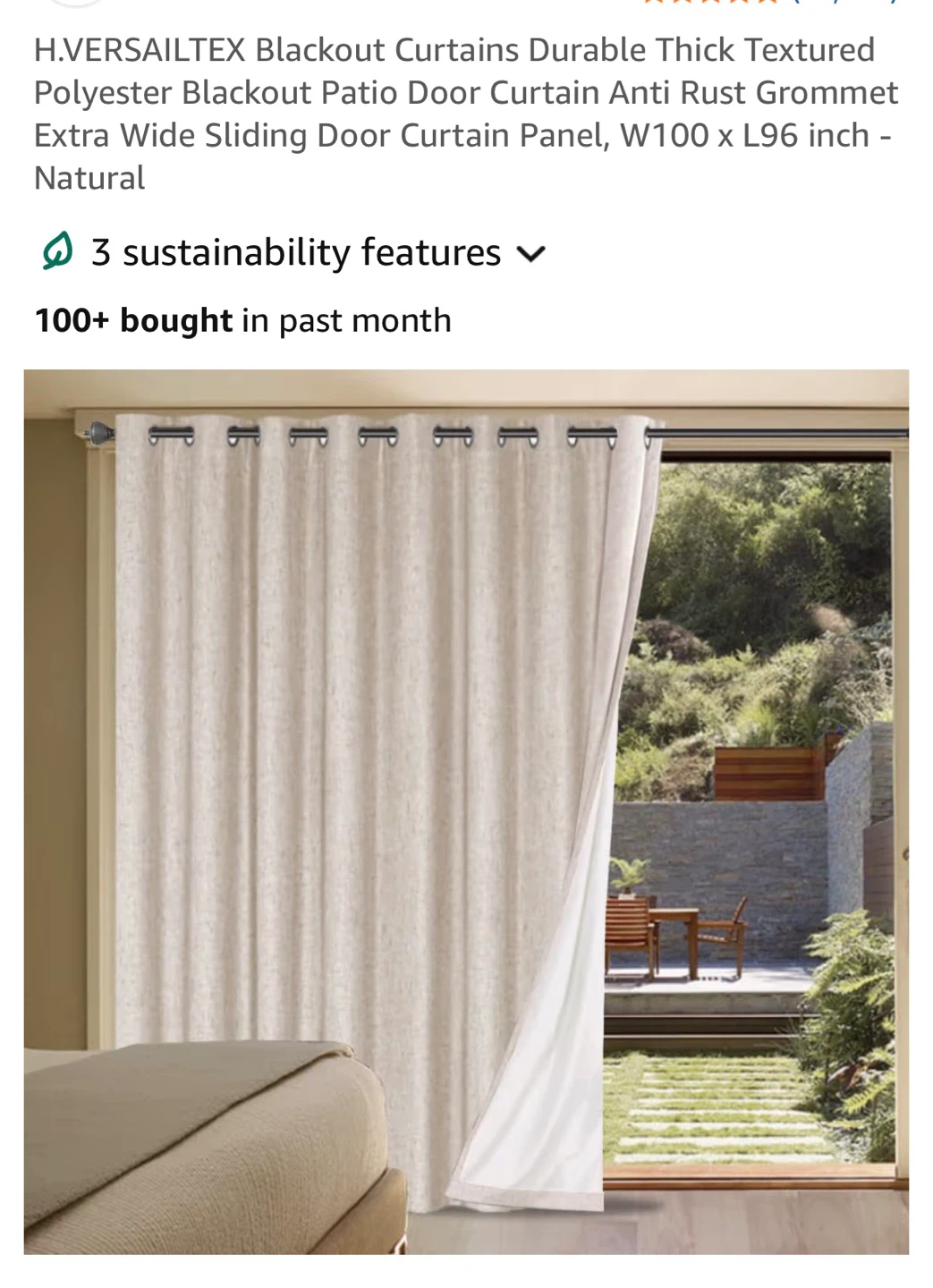 H.VERSAILTEX Blackout Curtains W100 x L96 inch Natural