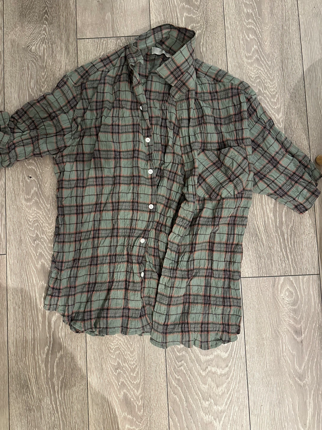 Checked Button-Up Shirt