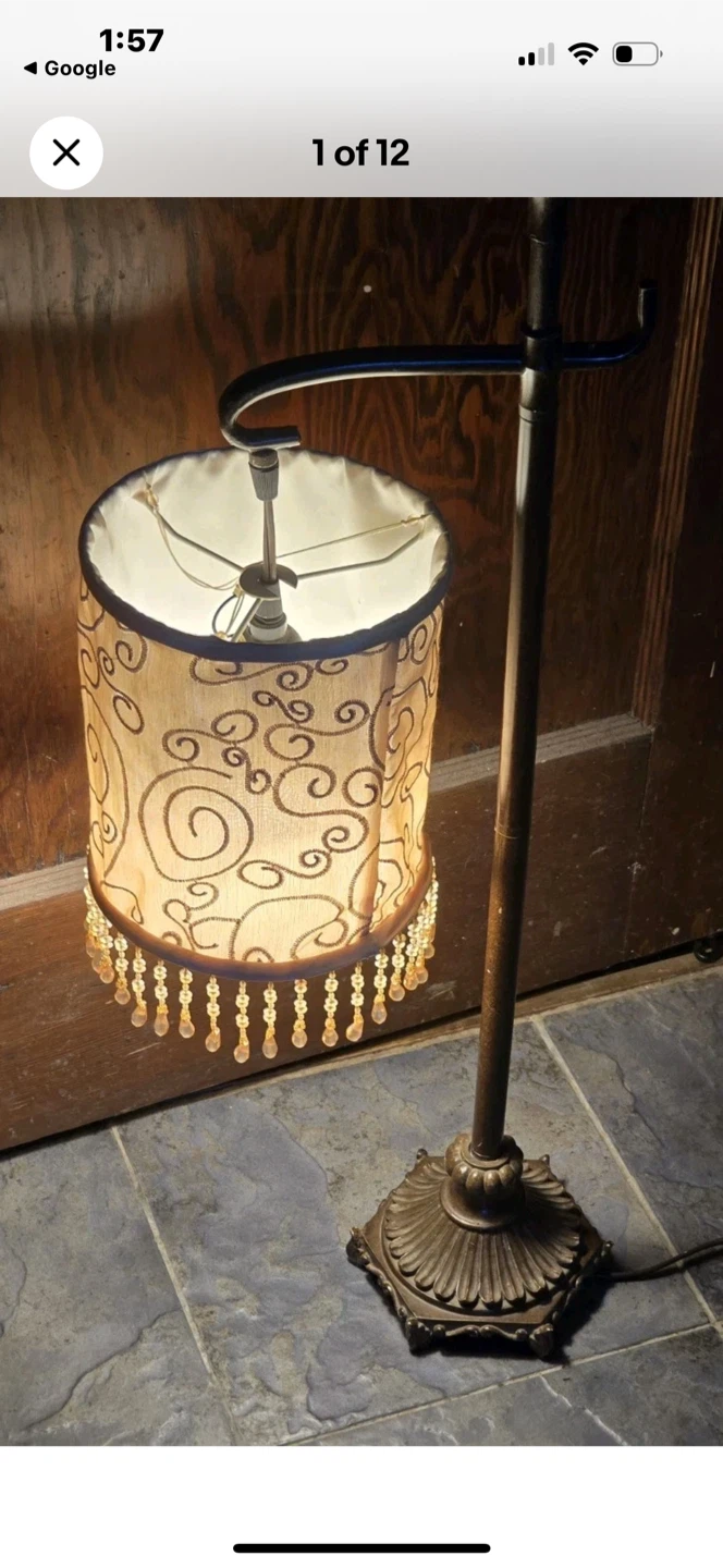 Ornate Floor Lamp with Beaded Shade - photo 2