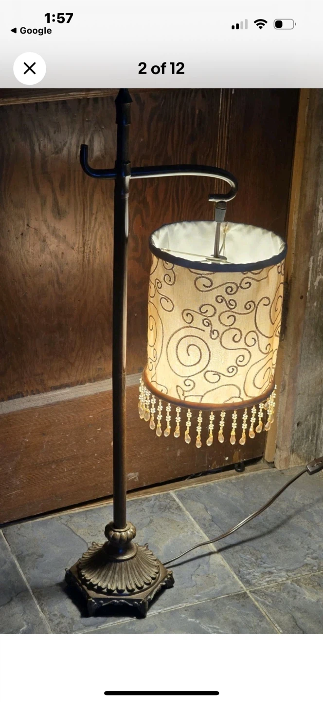 Ornate Floor Lamp with Beaded Shade - photo 3