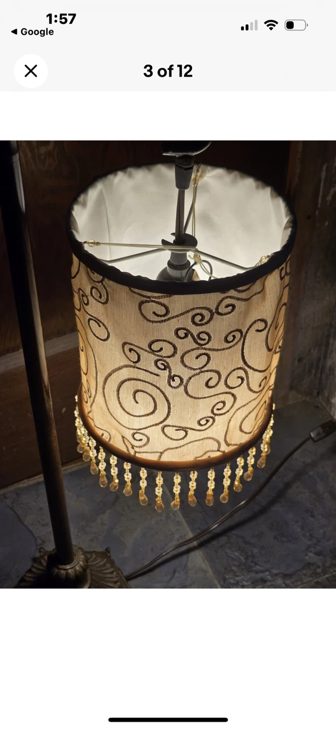 Ornate Floor Lamp with Beaded Shade - photo 4