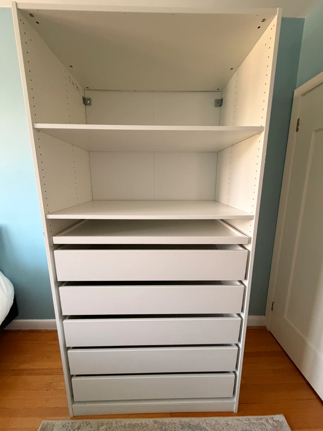 White Wardrobe with 6 Drawers and 2 Shelves