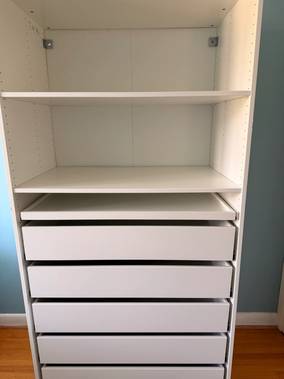 White Wardrobe with 6 Drawers and 2 Shelves - photo 2