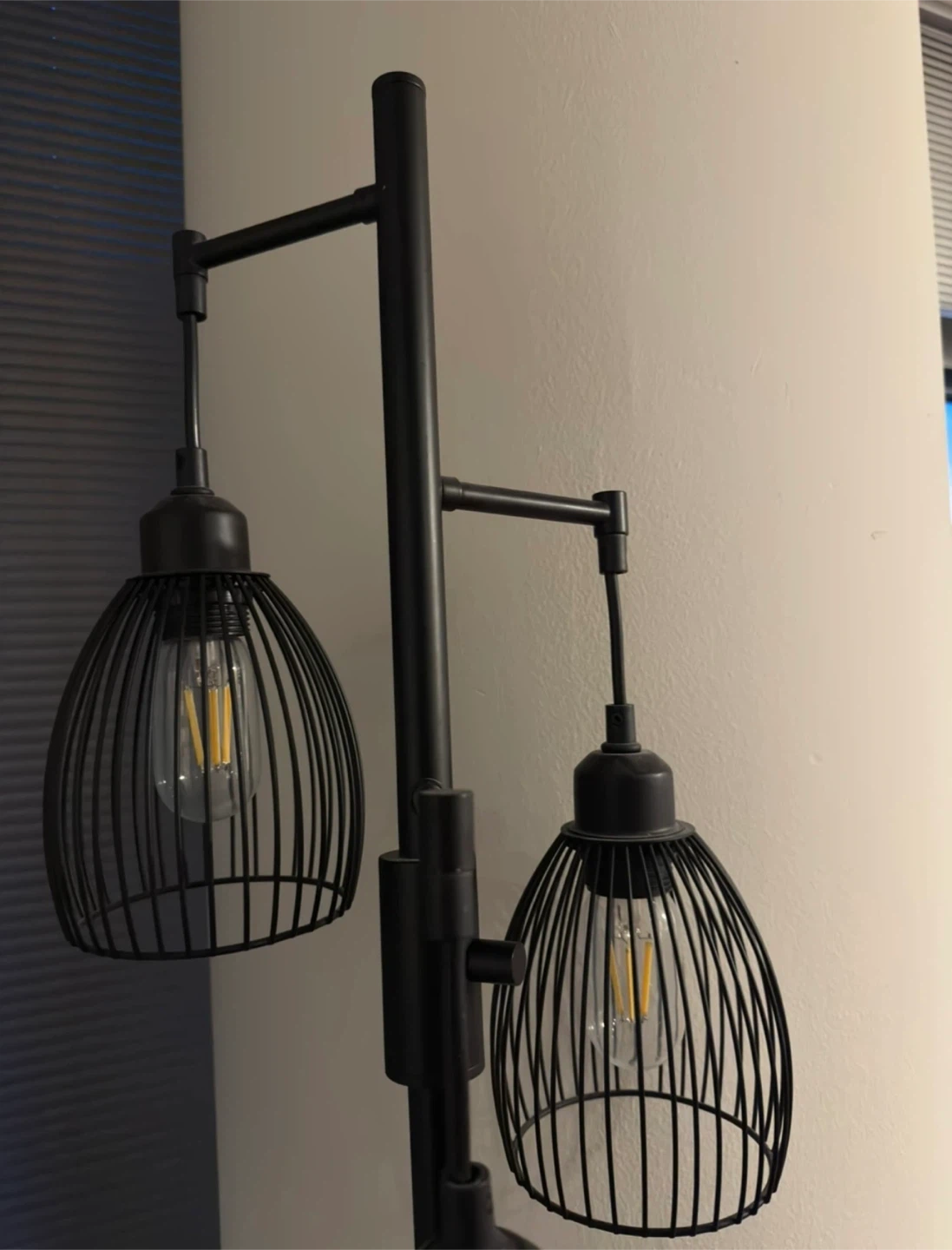 Black Metal Tripod Floor Lamp with Cage Shades - photo 3