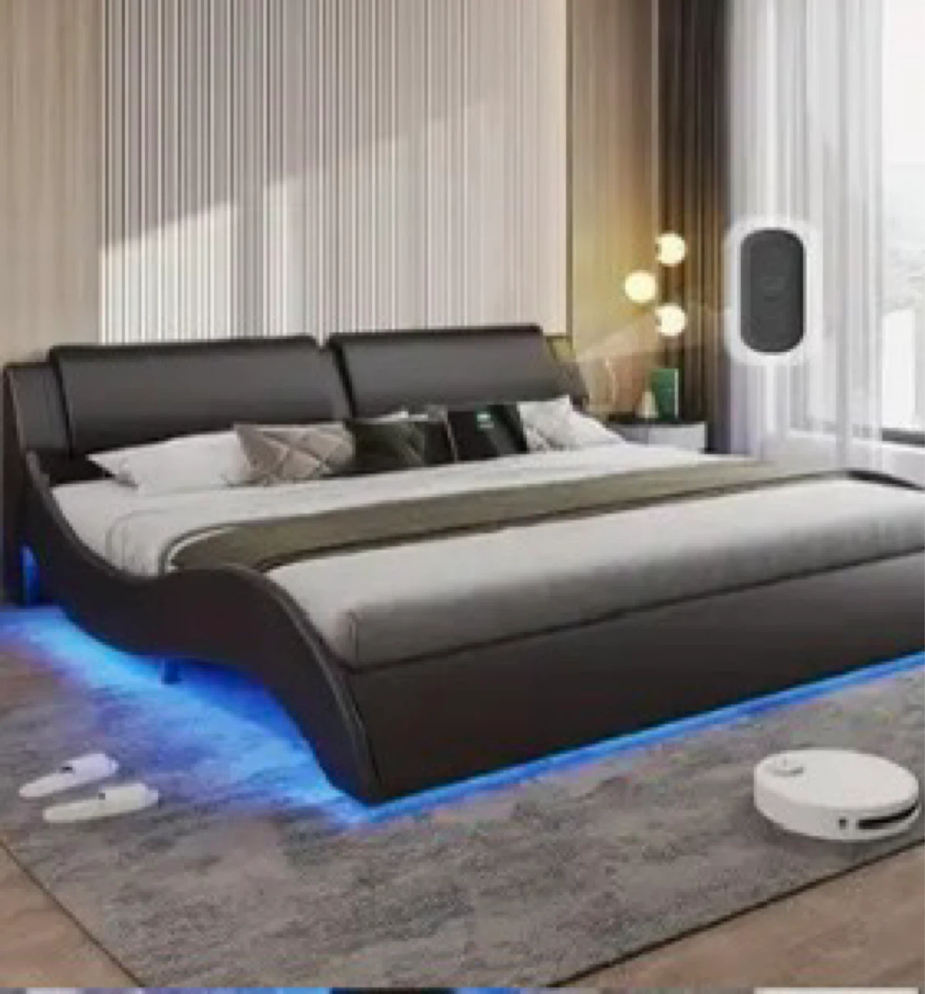 Modern Platform Bed with LED Lights