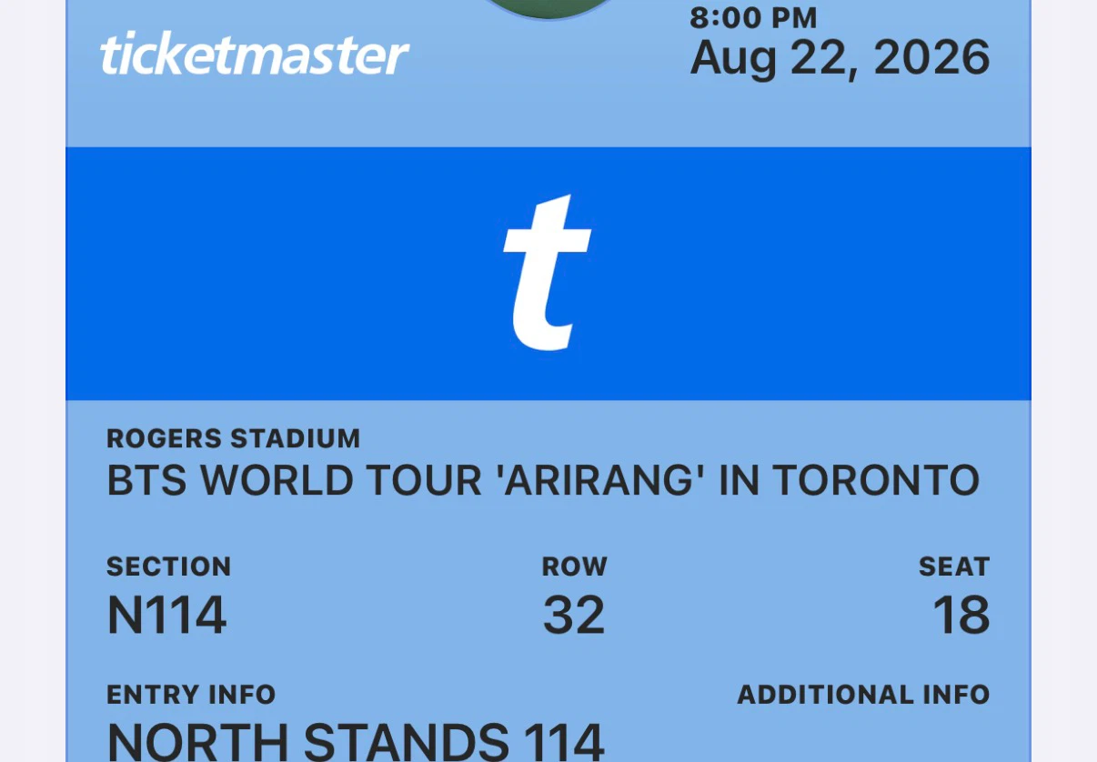 BTS Concert Ticket (Aug 22)