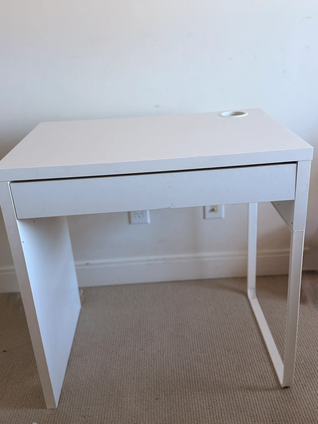 White Writing Desk with Drawer and chair