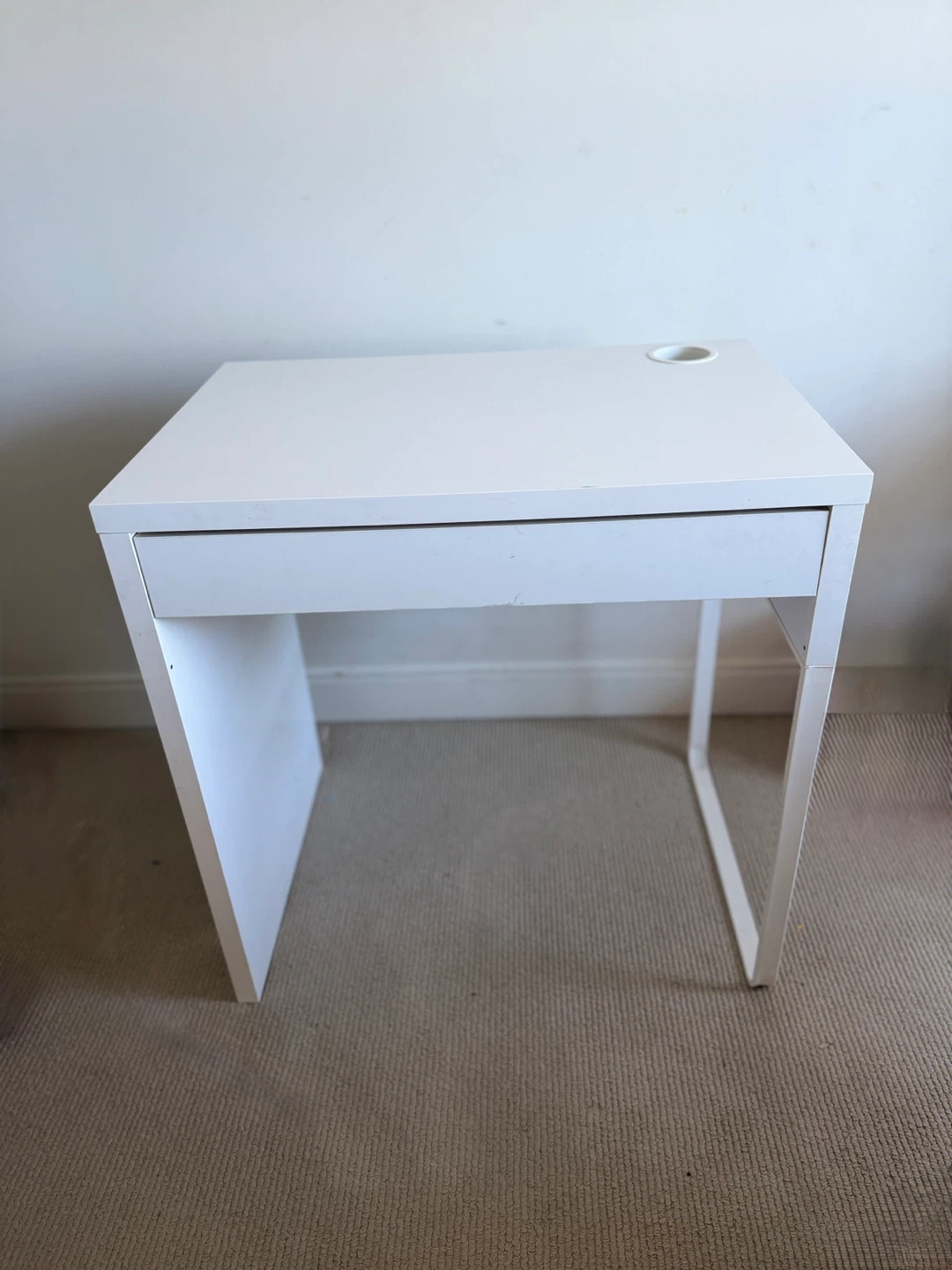 White Writing Desk with Drawer and chair - photo 2