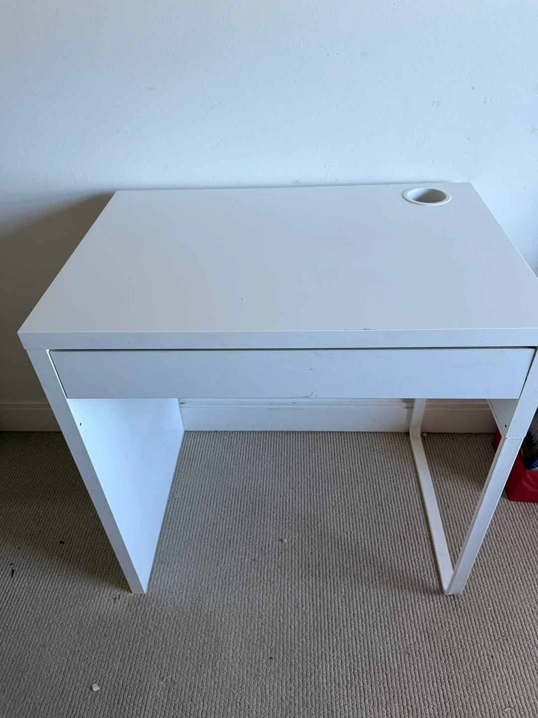 White Writing Desk with Drawer and chair - photo 3