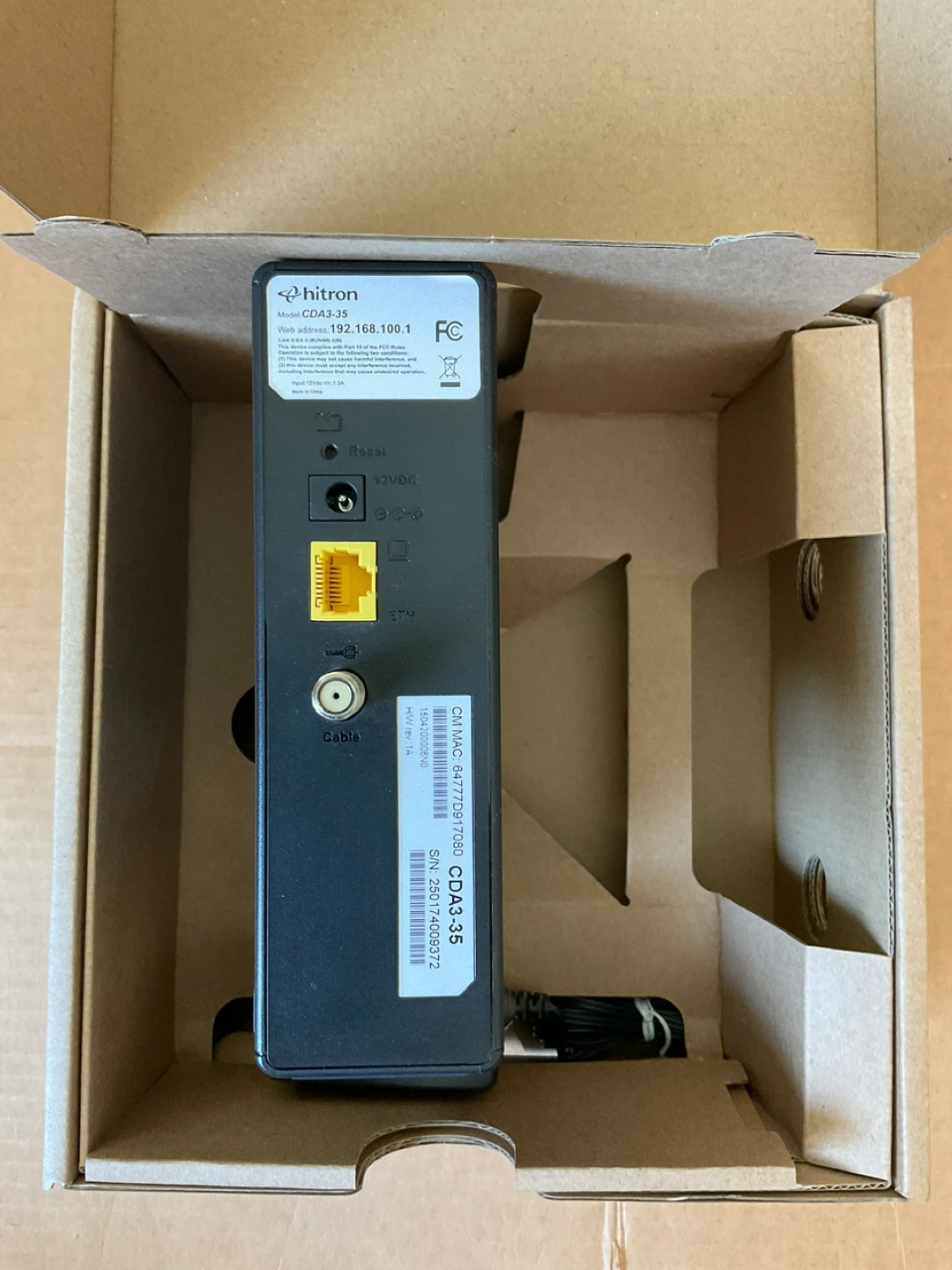 Hitron CDA3-35 Cable Modem