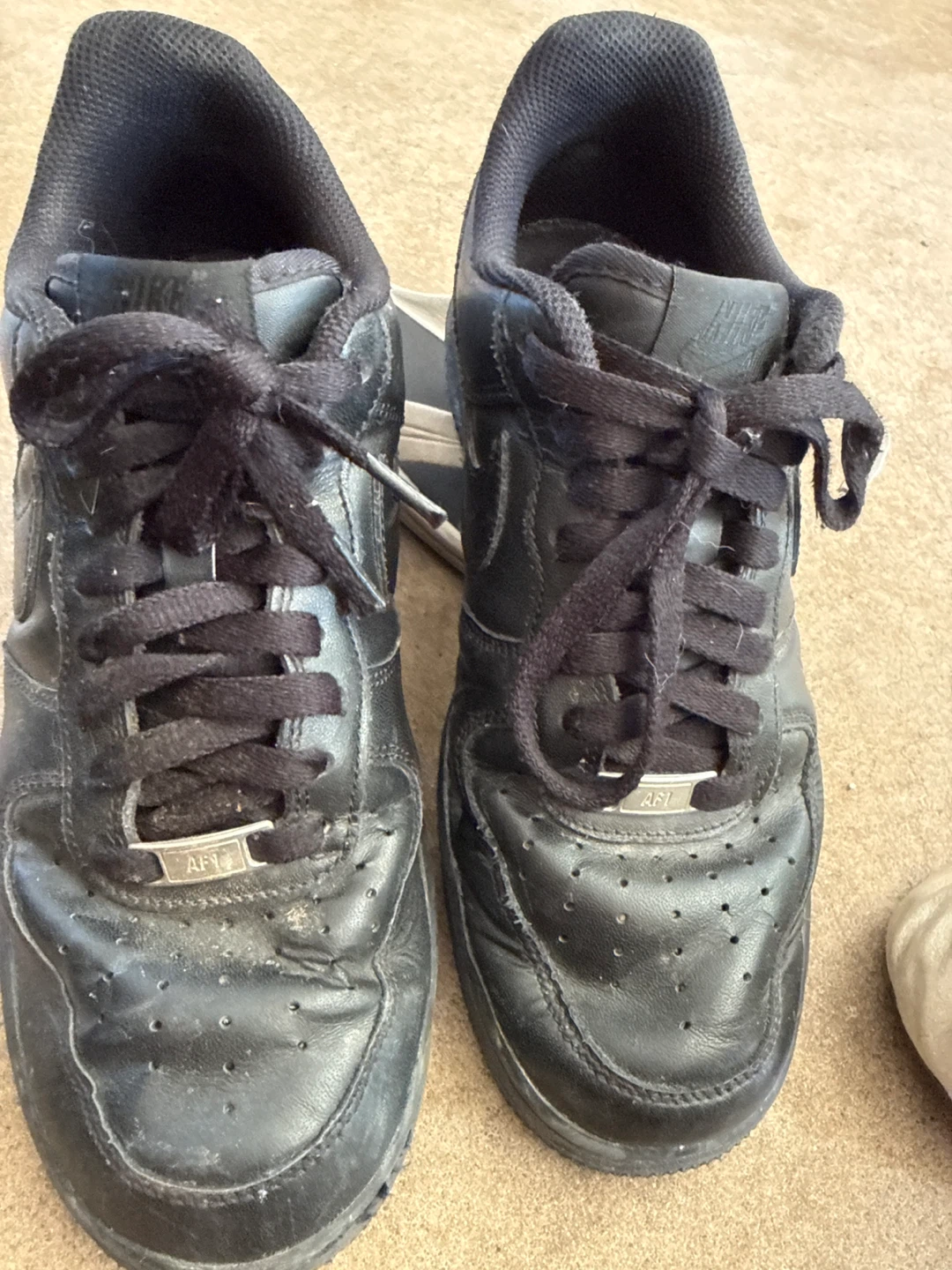 Nike Air Force 1 Black Leather Sneakers - photo 2