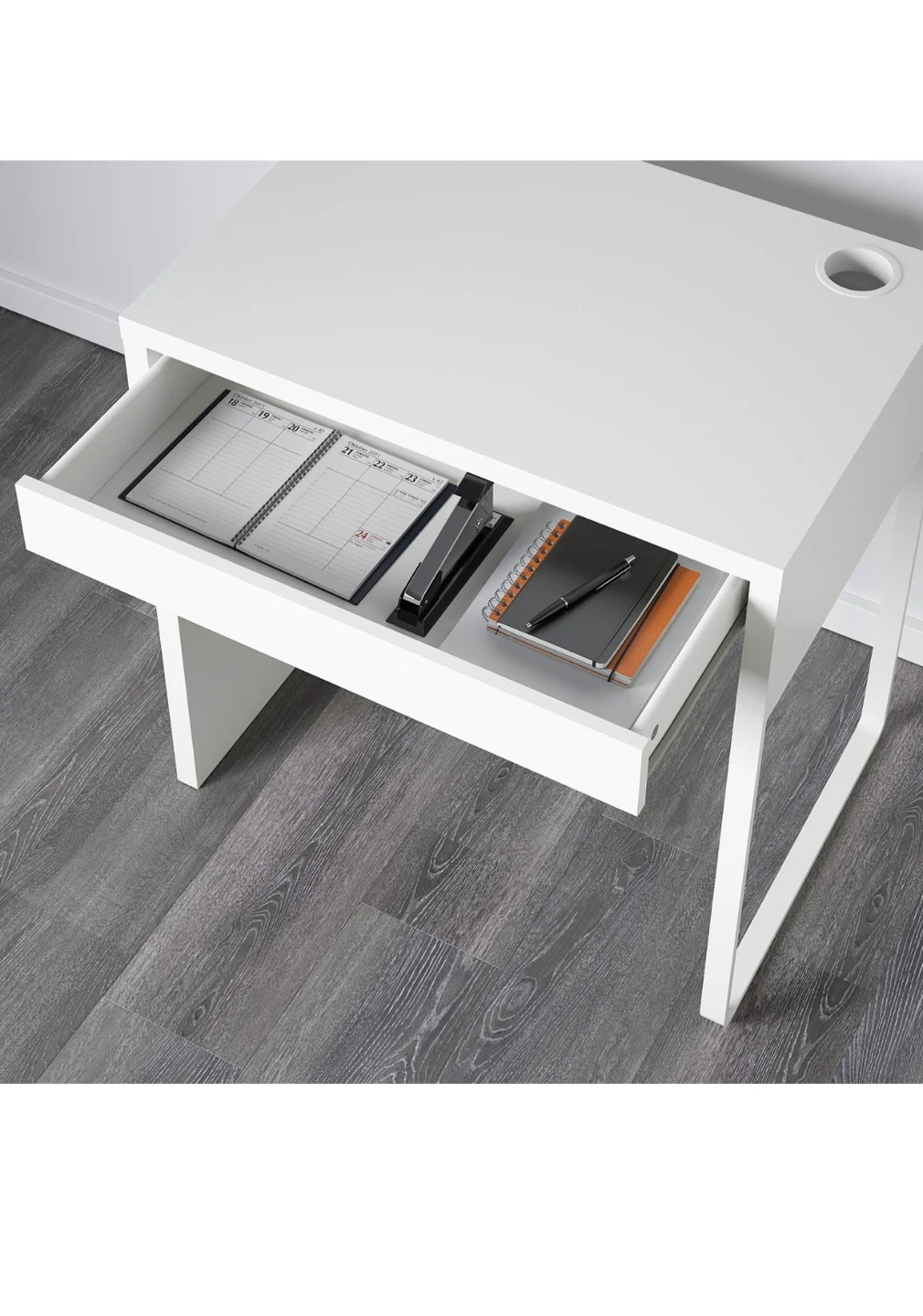 White Writing Desk with Drawer and chair - photo 5