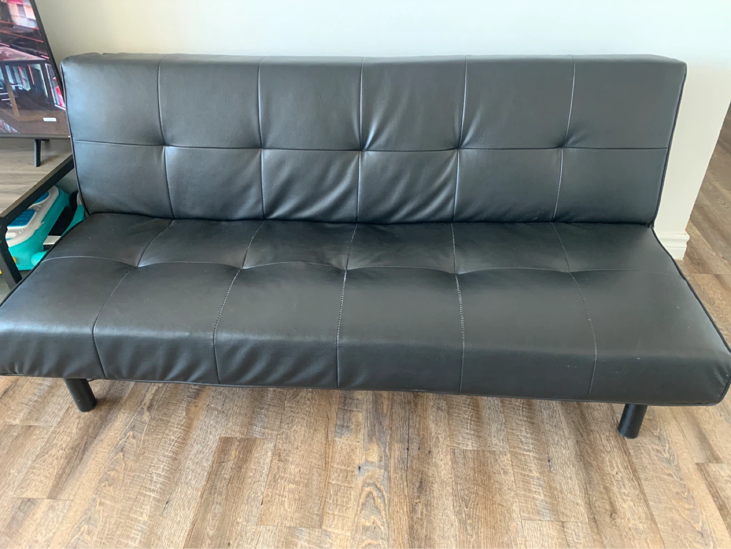 Black Faux Leather Futon Sofa Bed