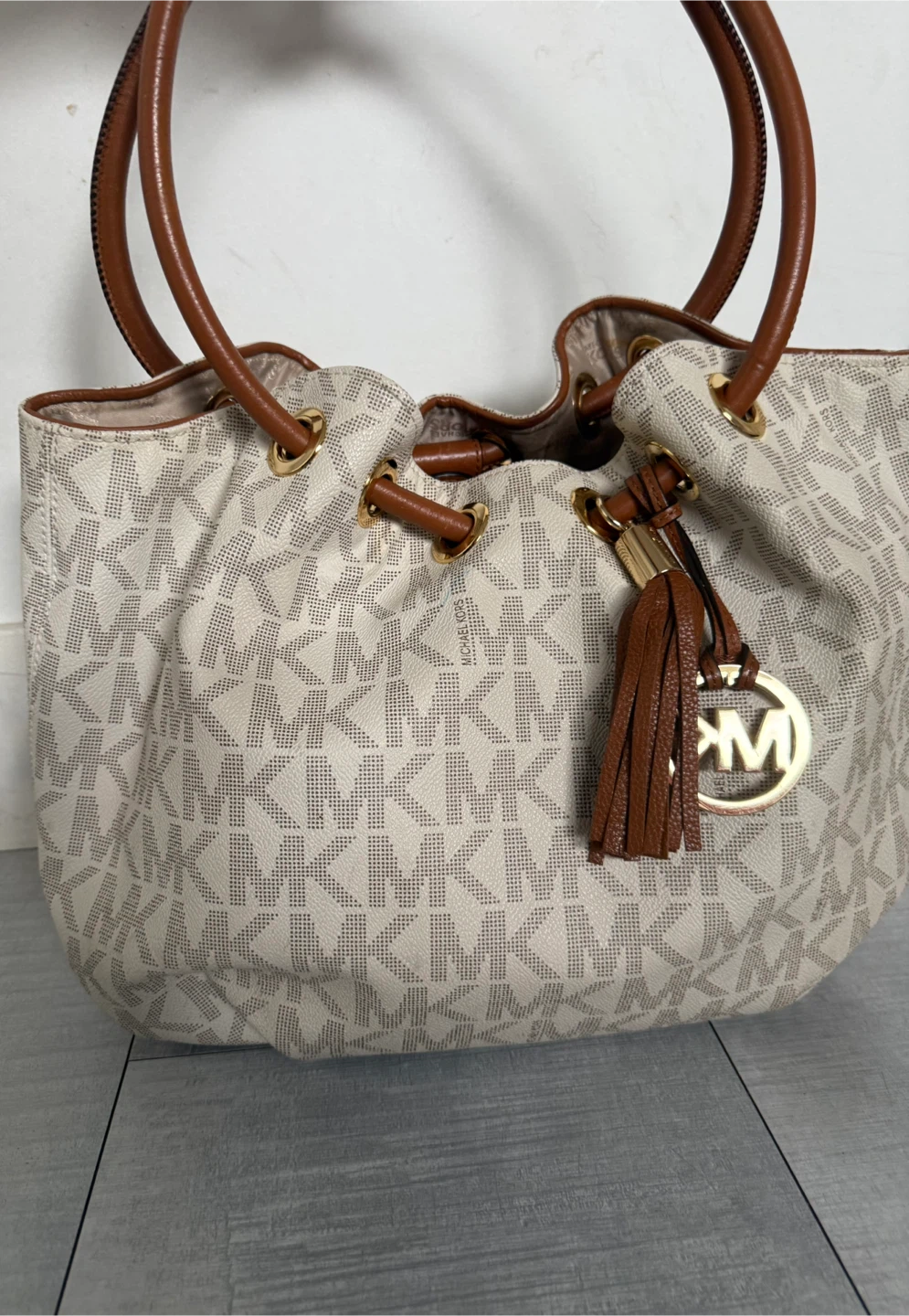 Michael Kors Signature Monogram Bucket Bag