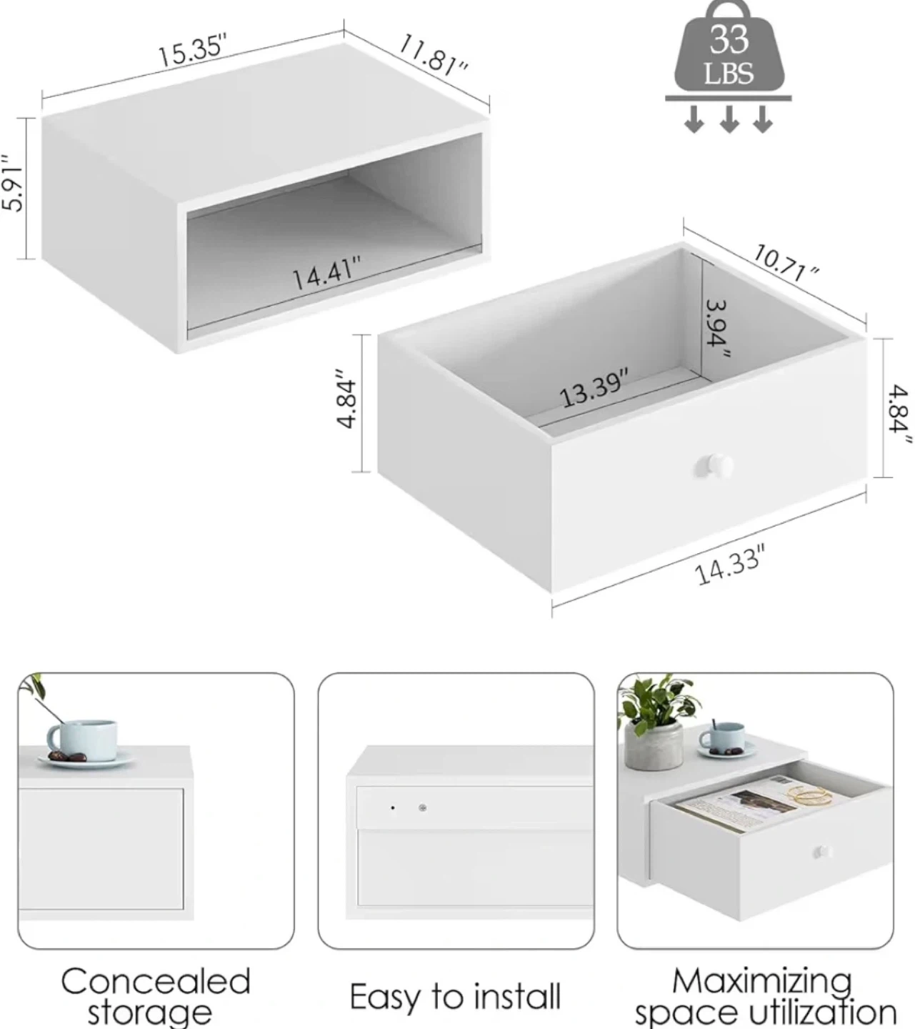 Floating End Table / Bedside Table