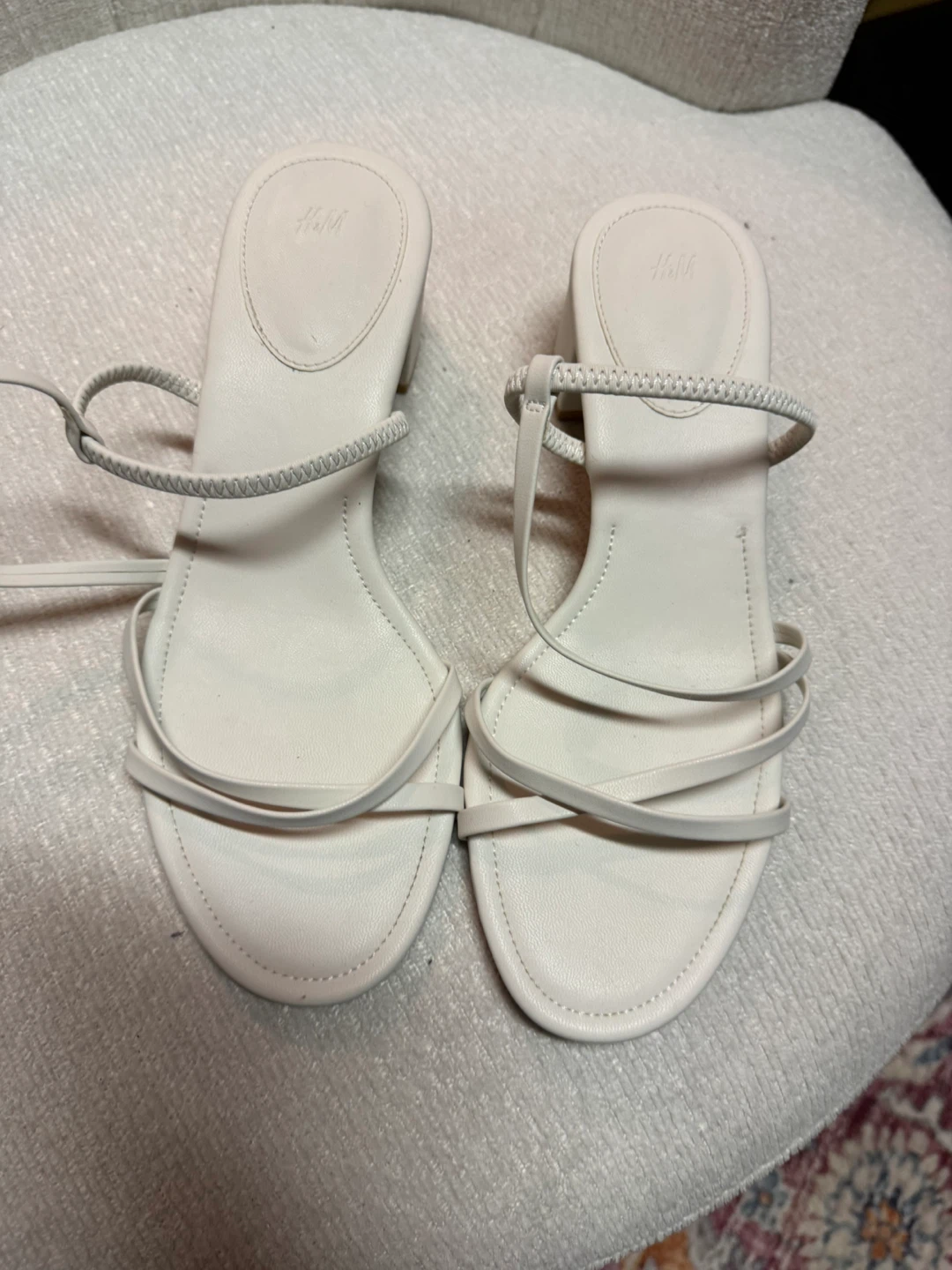 Like new H&M White Strappy Block Heel Sandals