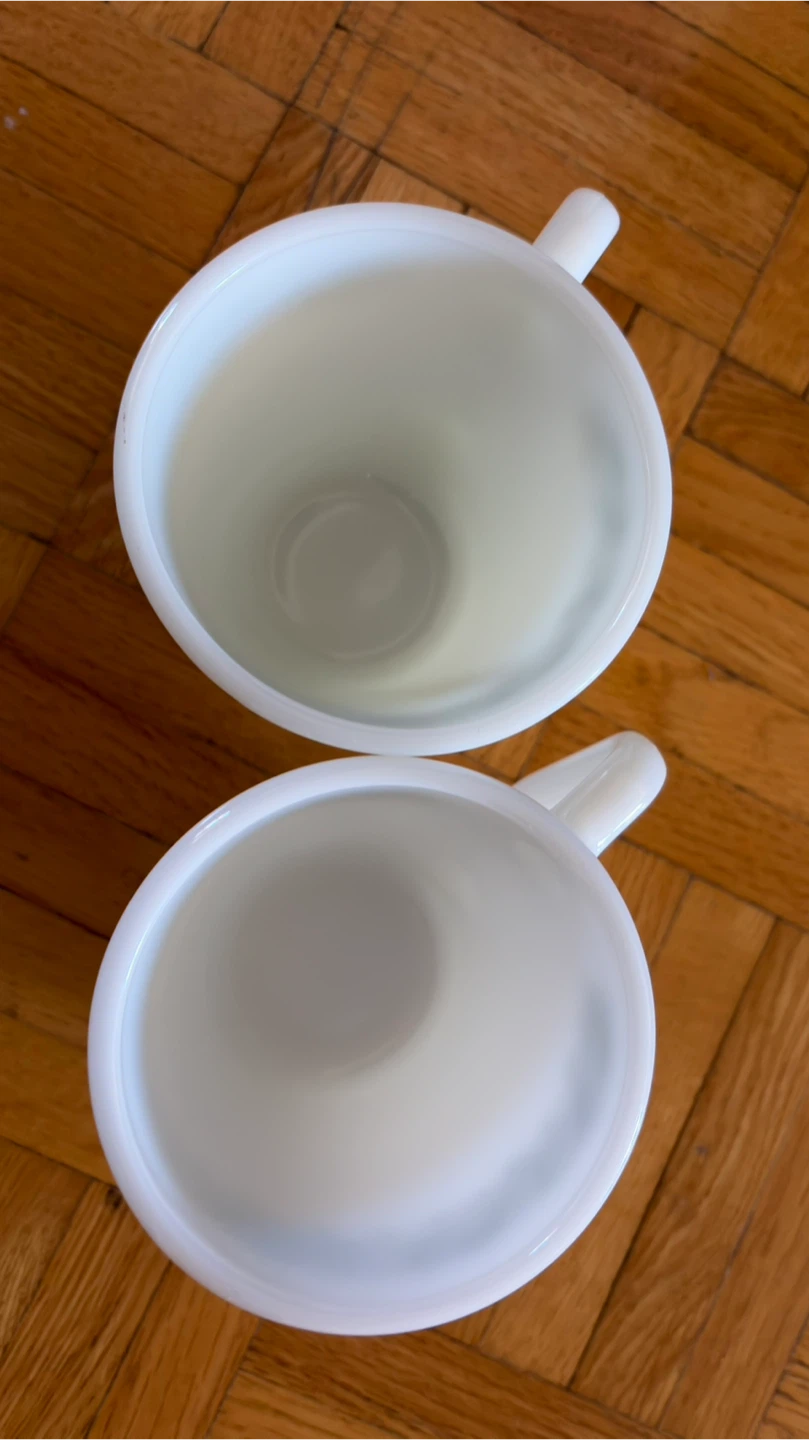 Vintage Pyrex Milk Glass Mugs with Floral Design - photo 2