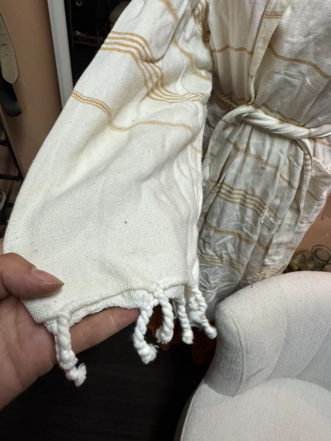 White and Gold Striped Robe - photo 2
