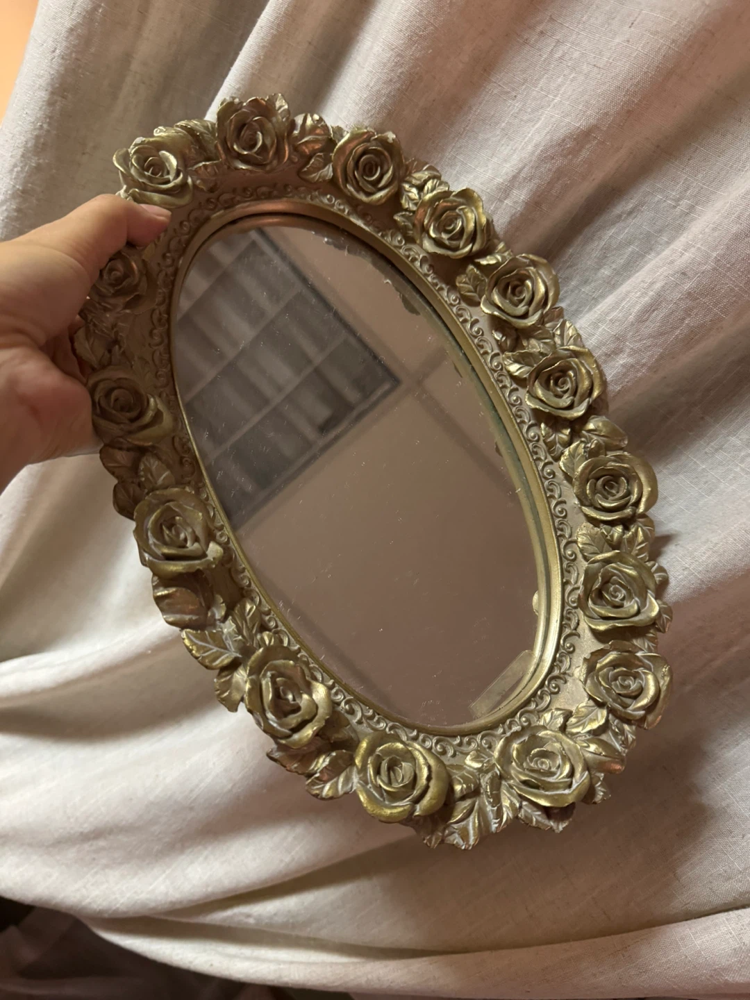 Ornate Rose Design Tabletop Mirror