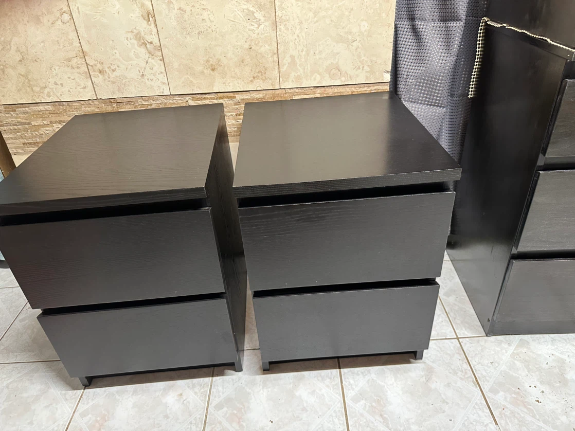 IKEA Black 2-Drawer Nightstands