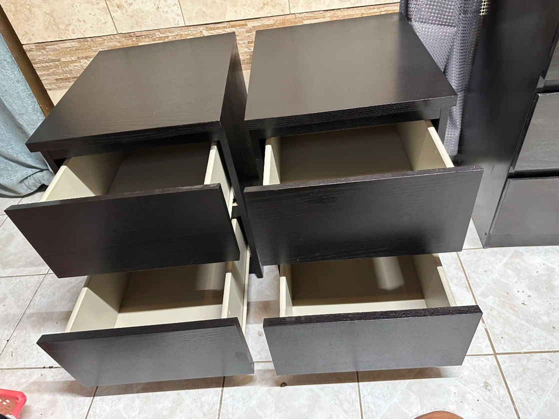 IKEA Black 2-Drawer Nightstands - photo 2
