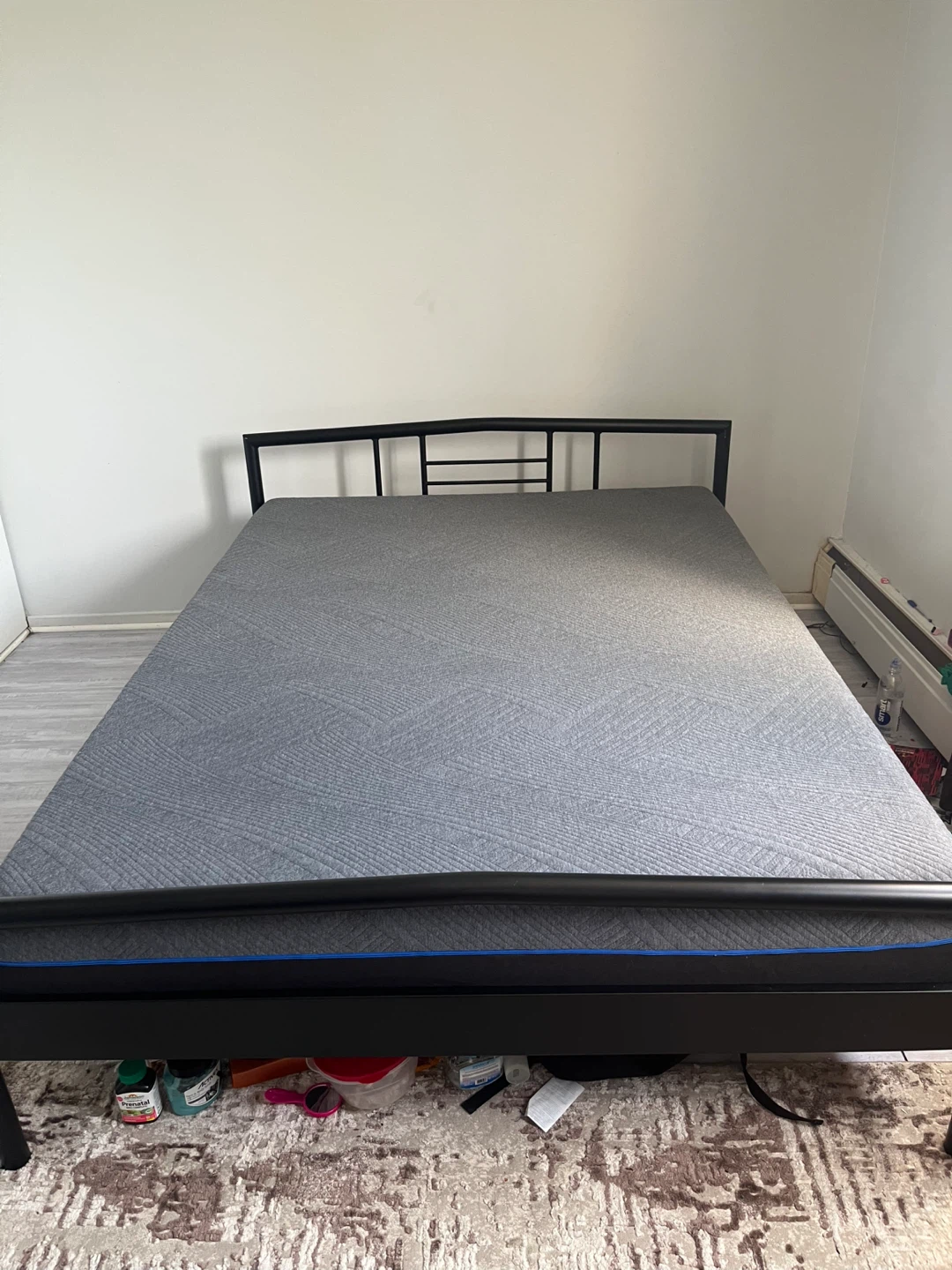 Black Metal Bed Frame with Mattress