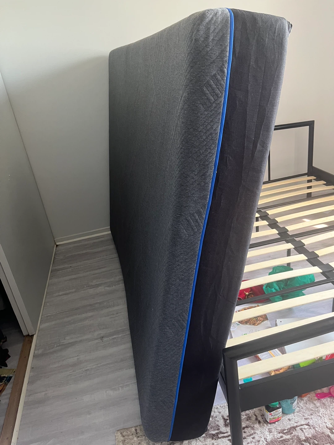 Black Metal Bed Frame with Mattress - photo 5