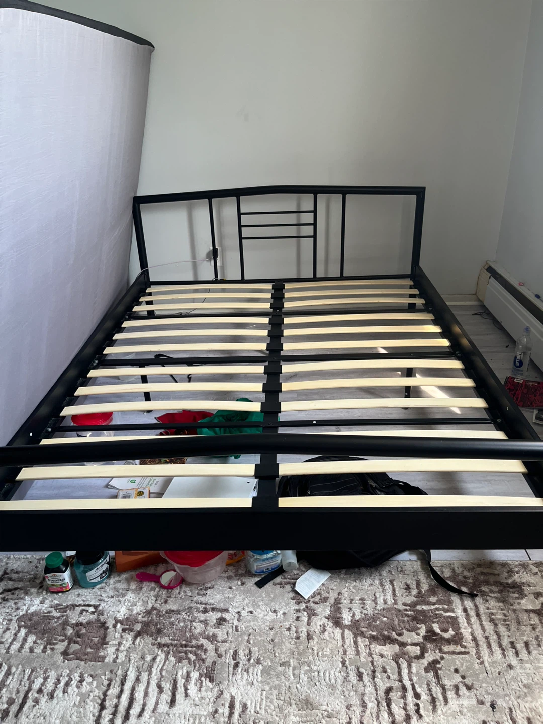 Black Metal Bed Frame with Mattress - photo 4