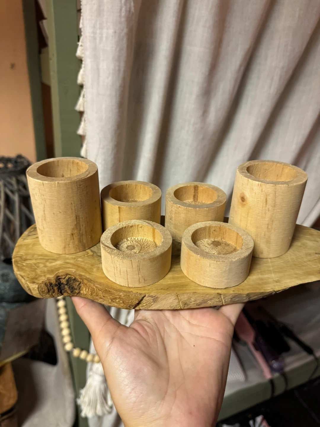 Wooden Tealight Holder Set
