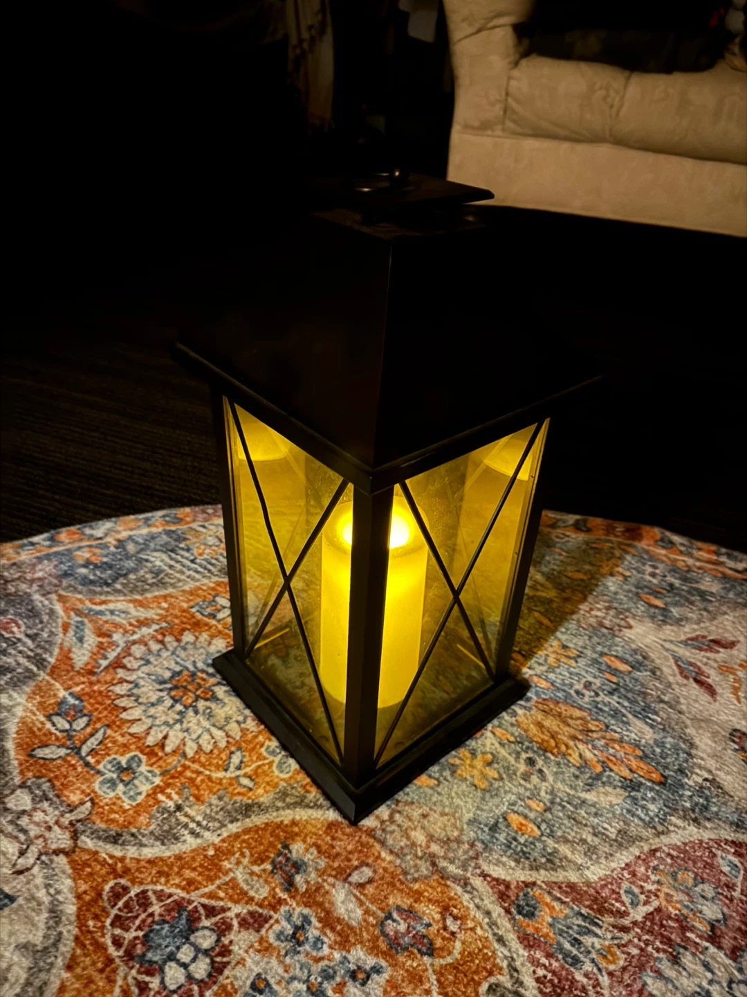 Black Lantern with LED Candle