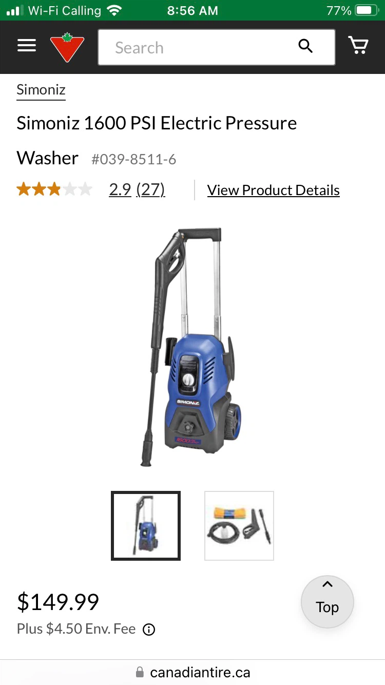 Simoniz 1600 PSI Electric Pressure Washer - photo 2