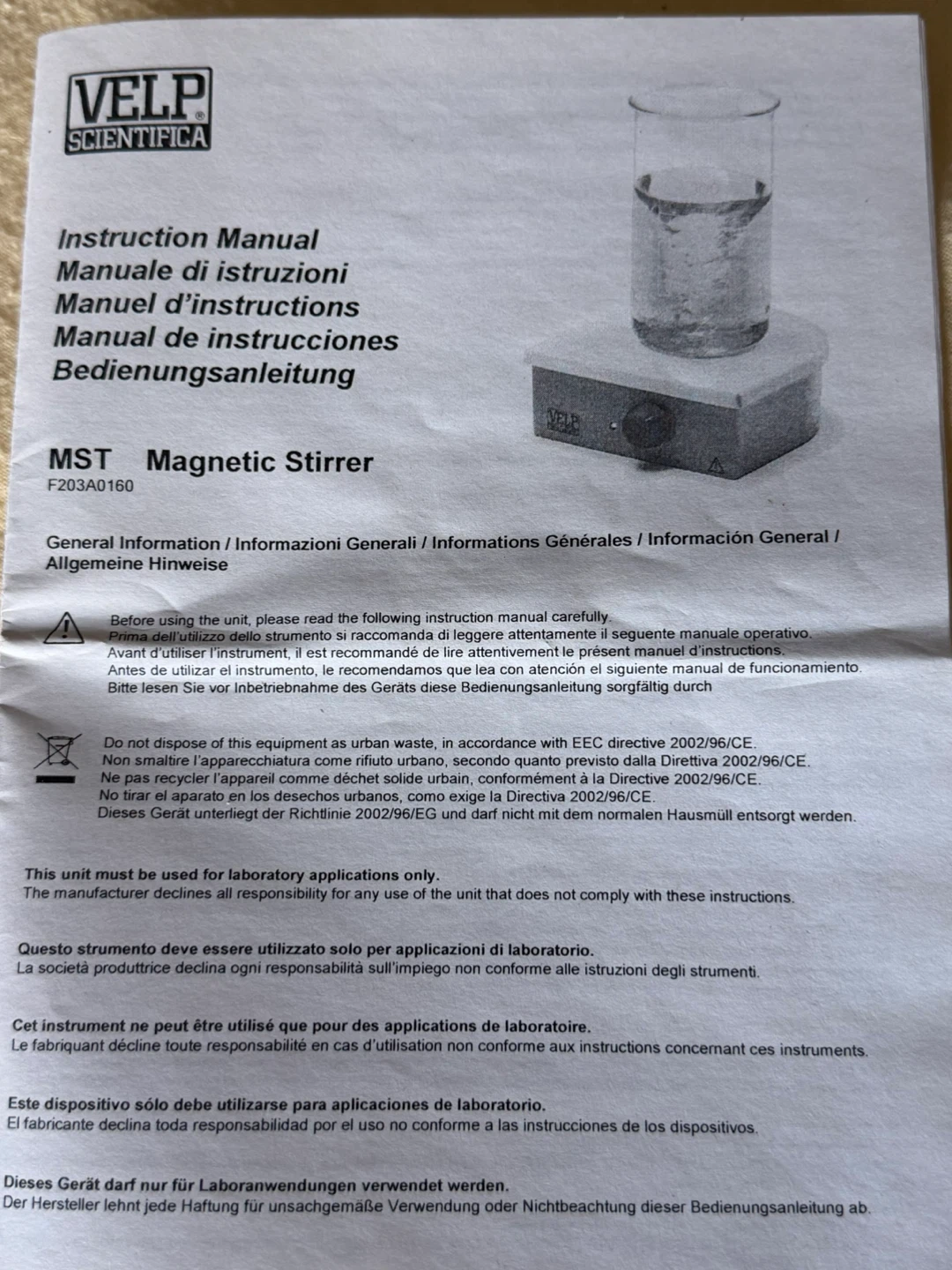 VELP Scientifica MST Magnetic Stirrer with Power Adapter - photo 5