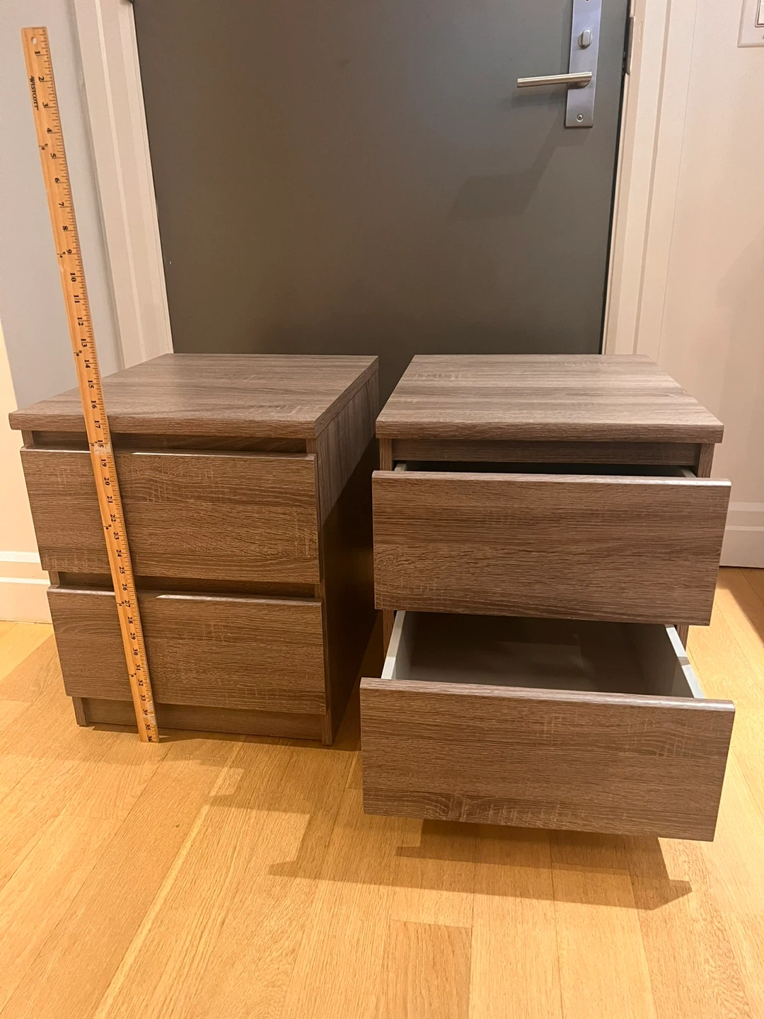 Grey Wood Grain Nightstands (Set of 2)