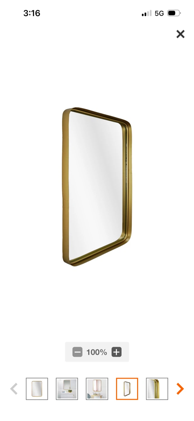 New Gold Framed Rounded Rectangle Mirror - photo 4