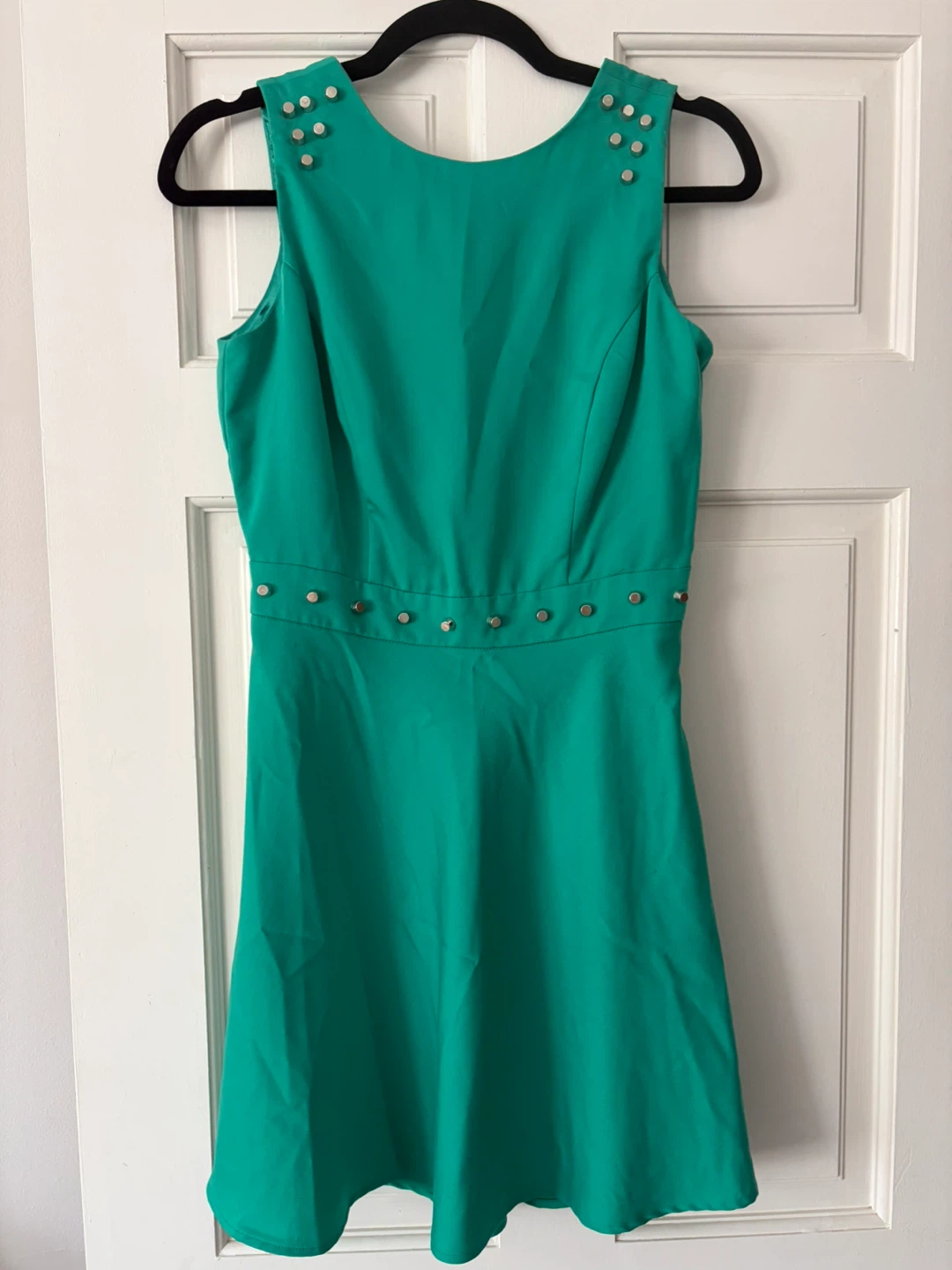 Green Sleeveless Dress with Studs