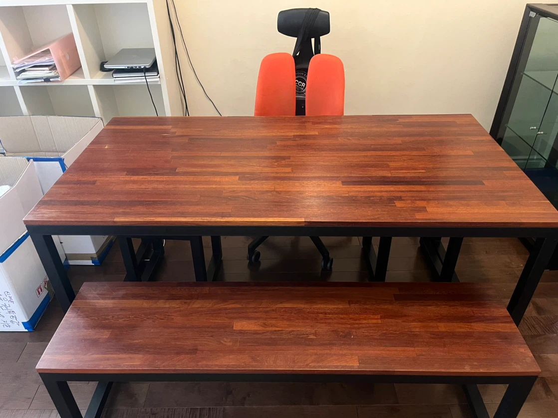 Handmade Wooden Dining Table and Bench Set - 250