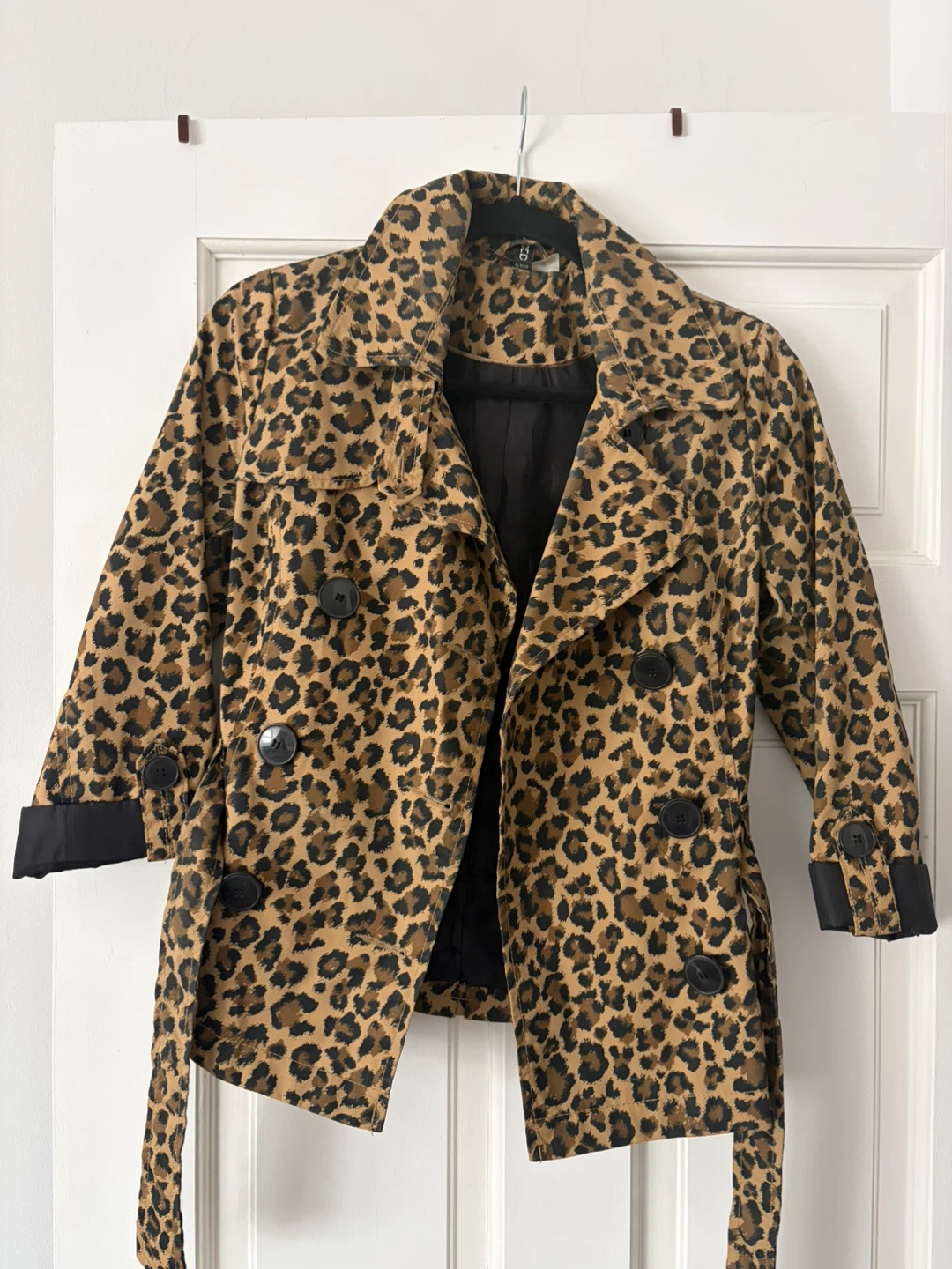 Leopard Print Double-Breasted Trench Coat - photo 2