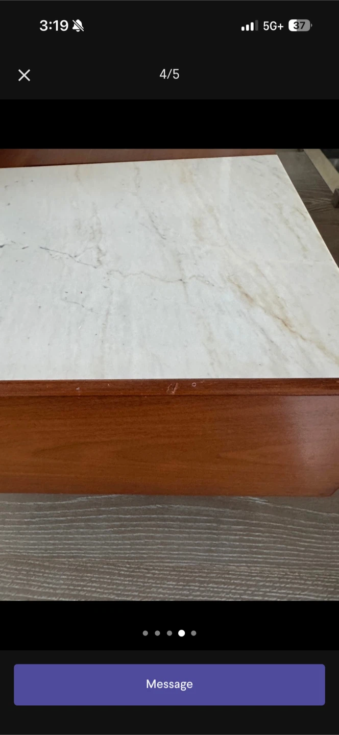 Mid-century Modern Coffee Table with Marble Inlay - photo 2