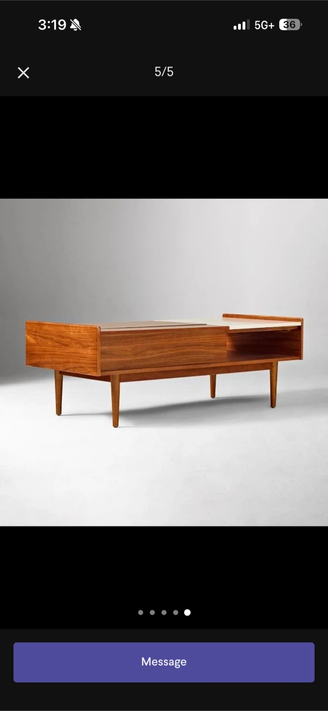 Mid-century Modern Coffee Table with Marble Inlay