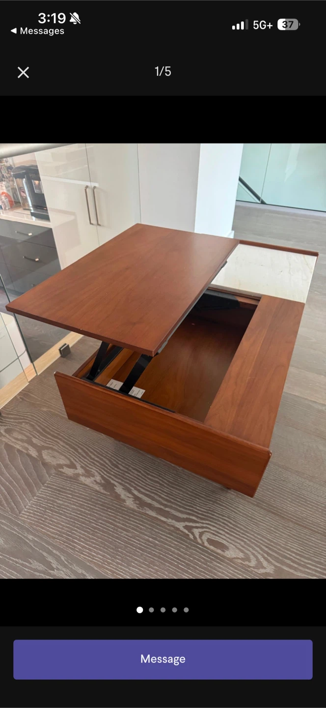 Mid-century Modern Coffee Table with Marble Inlay - photo 5