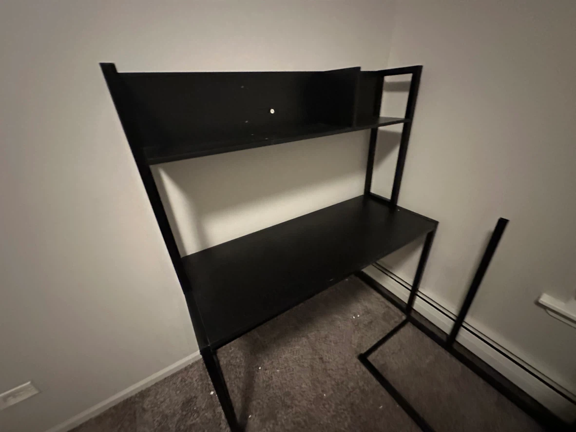 Black L-Shaped Desk with Hutch - photo 3