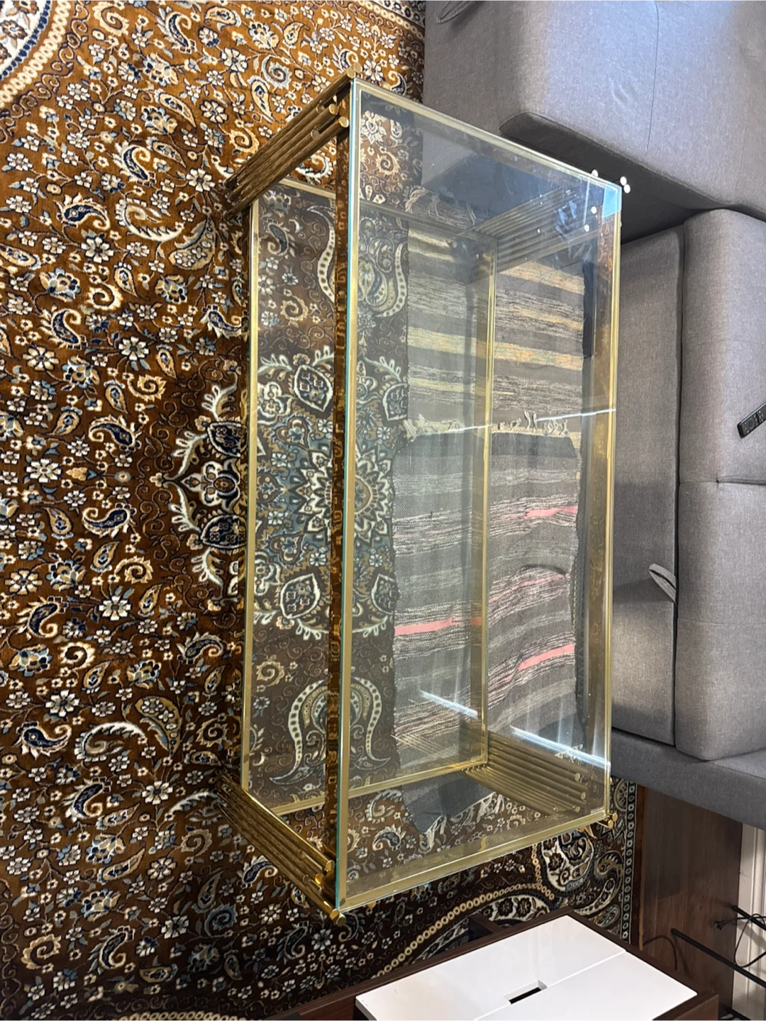 Vintage Glass and Brass Display Shelf