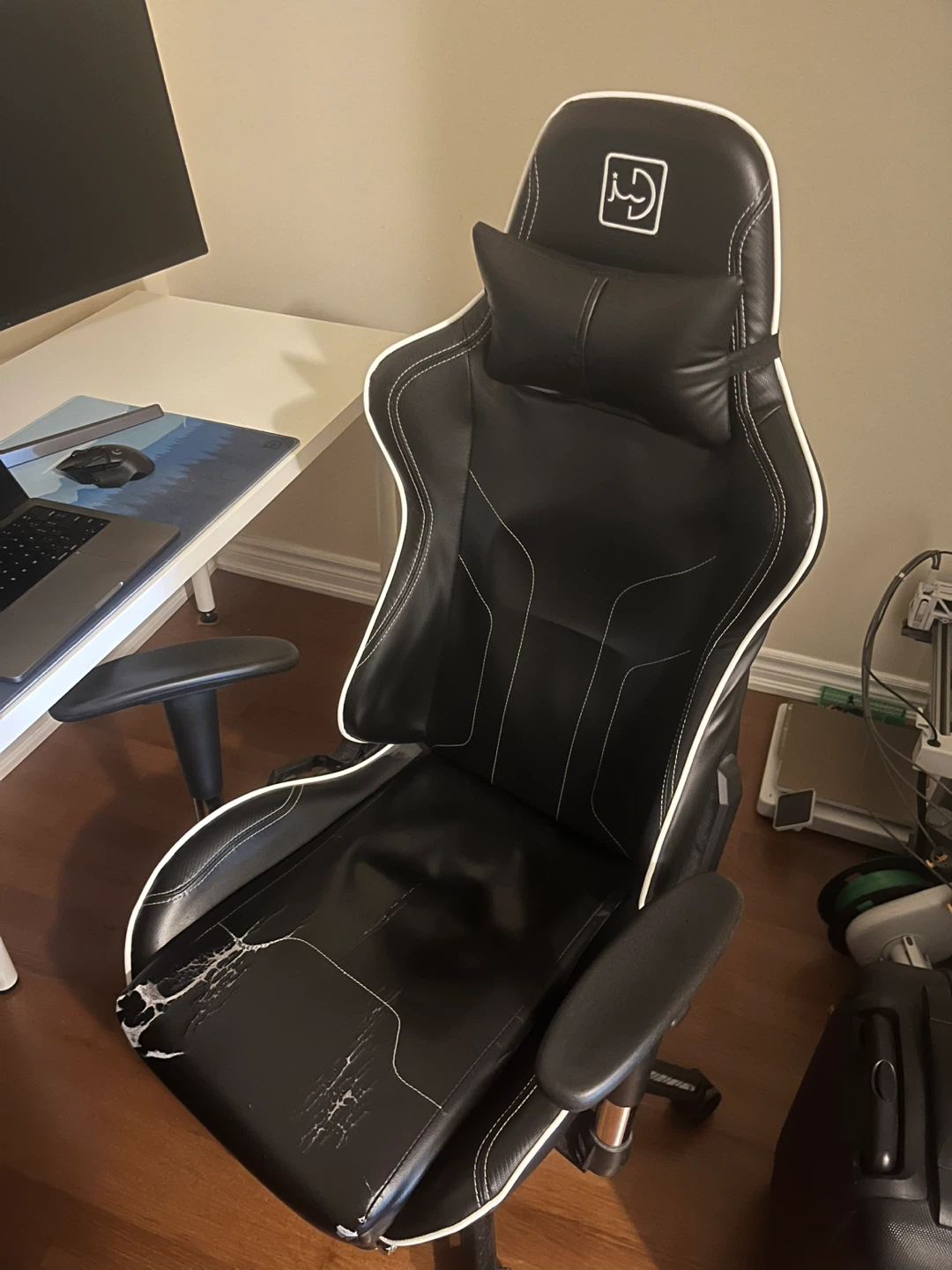 Black Gaming Chair with White Trim